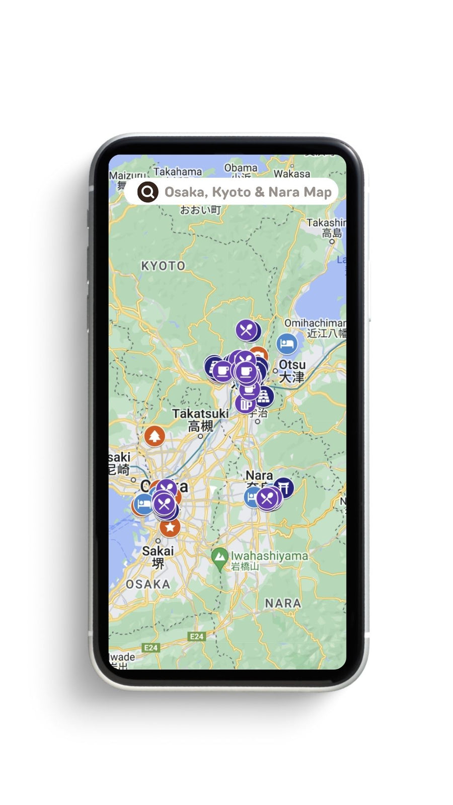 Osaka, Kyoto & Nara Japan Digital Map